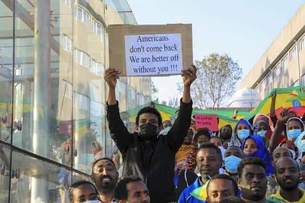 Ethiopians protest US intervention in their affairs on Nov. 7 2021 1