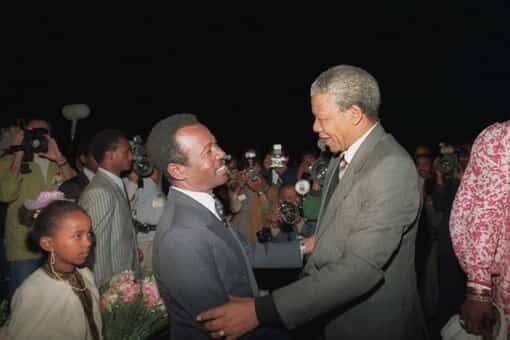 mengistu haile mariam welcomes nelson mandela