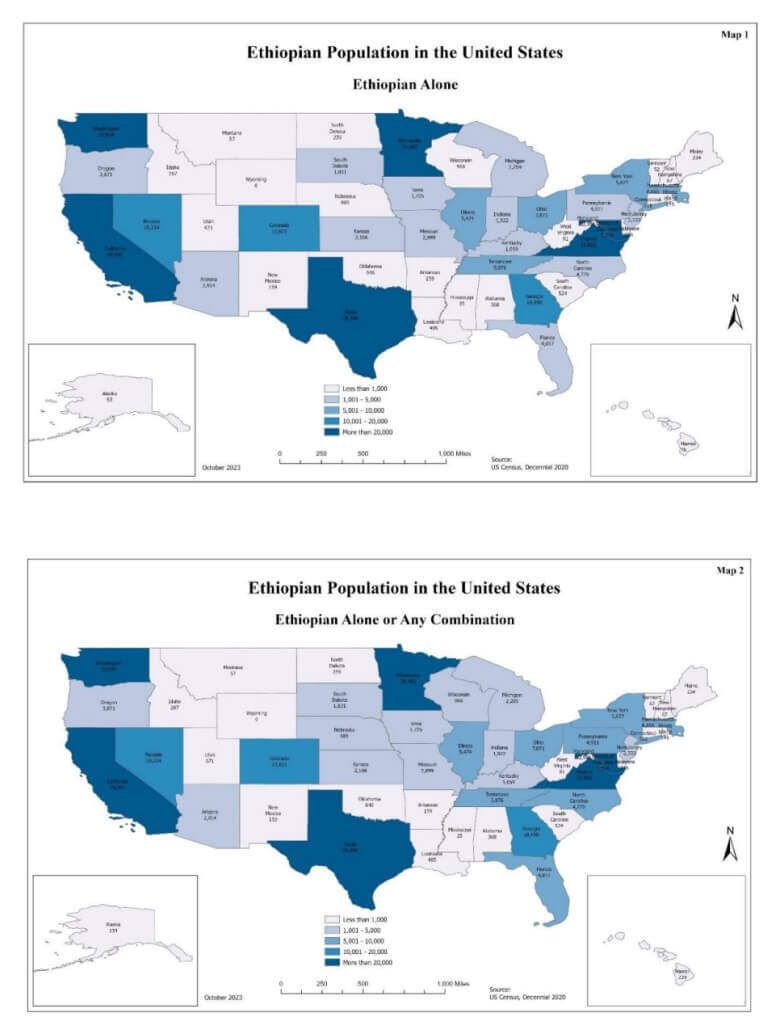 ethiopian population in the unitws sates