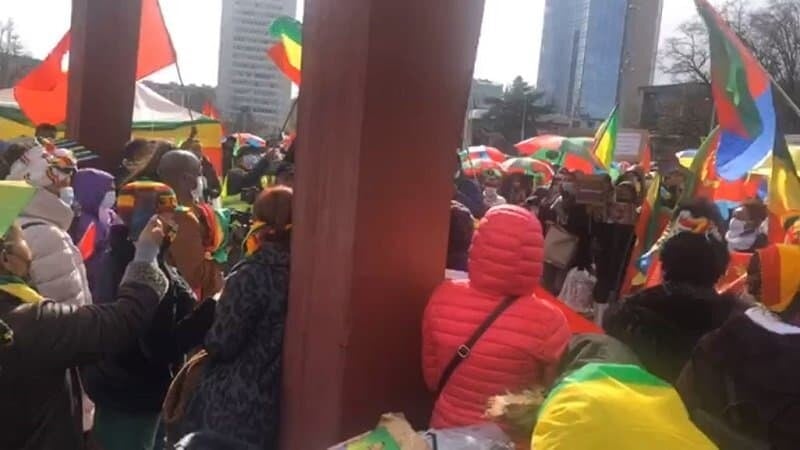 Eritreans Ethiopians staged demonstration in Geneva 1